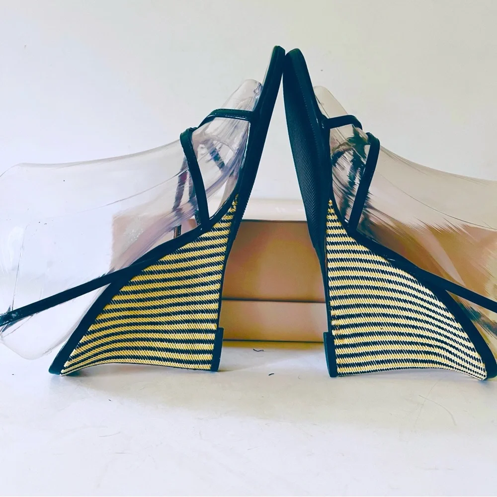 Dolce & Gabbana black and tan wedge sandals 7.5 - Picture 5 of 11